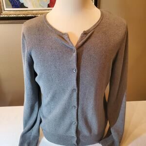 Croft & Barrow Womens Size M Gray Knit Long Sleeve Button Down Cardigan Sweater